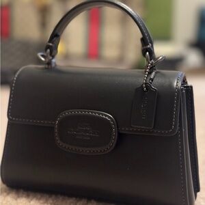 Coach Eliza Black Leather Mini Top Handle crossbody